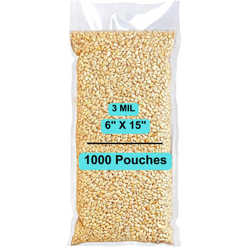 6X15 inches Vacuum Pouches Laminated 3 Mil Poly-Nylon (PN)